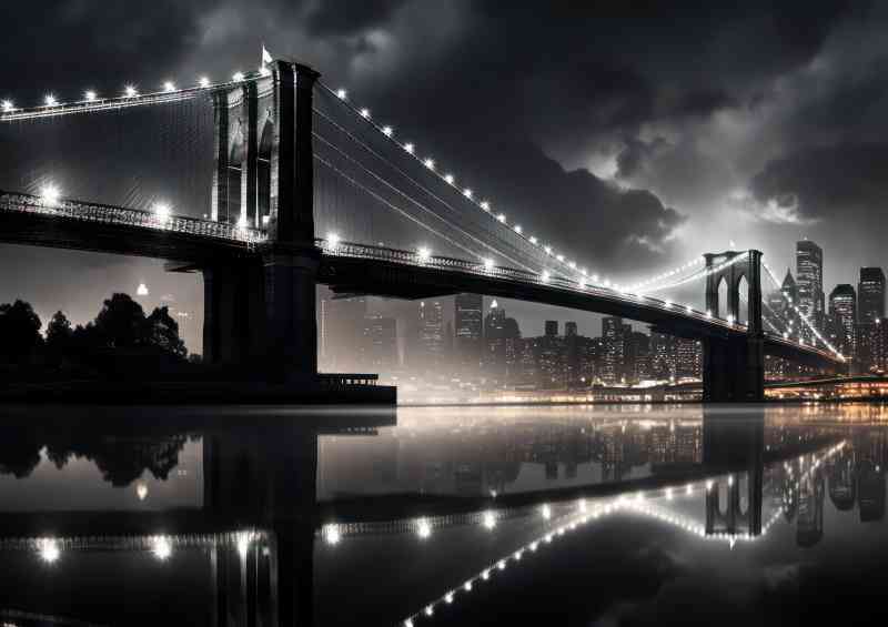 Beautiful lights on the brooklyn bridge | Metal Poster