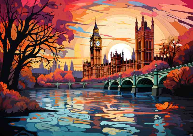 Big ben hanging over river London | Poster