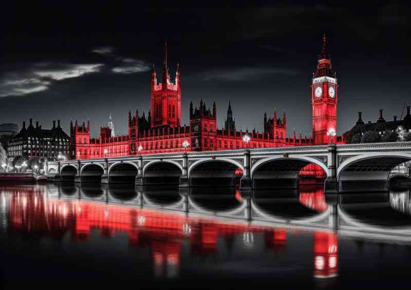 Black white and red London city | Di-Bond