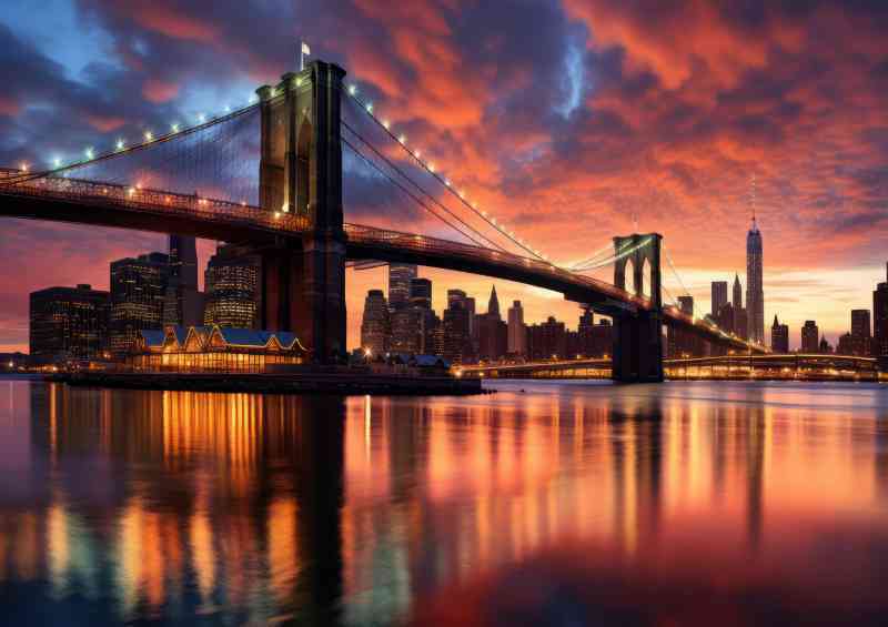 Broklyn bridge view from the embankment | Canvas
