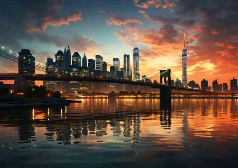 Dust view of the brooklyn bridge | Metal Poster