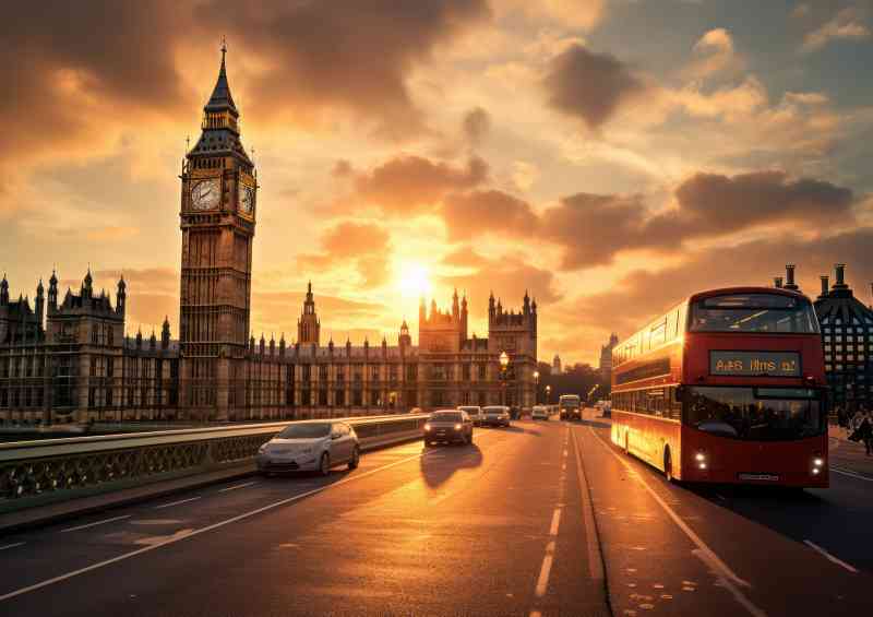 London busy street scene | Metal Poster