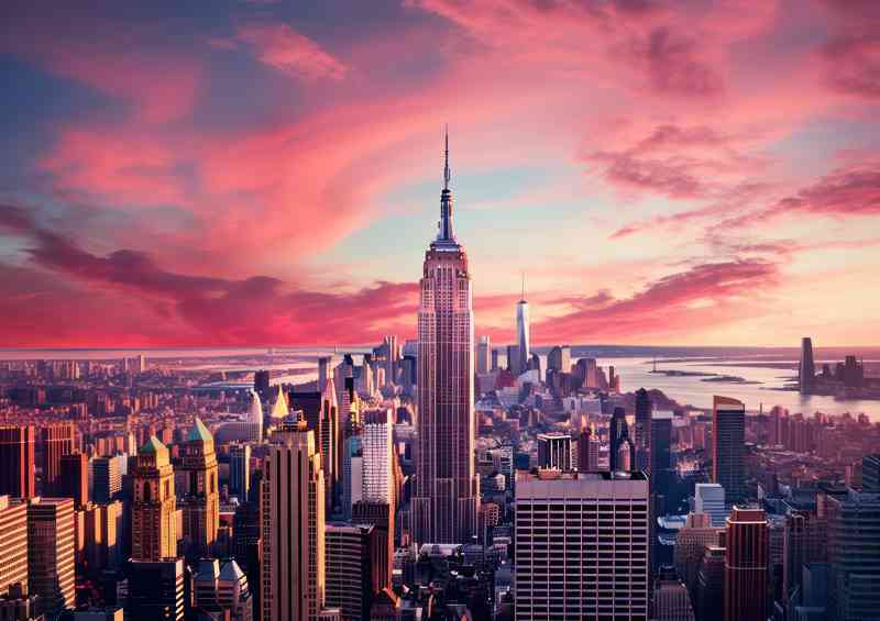 Empire state building purple skyline | Poster