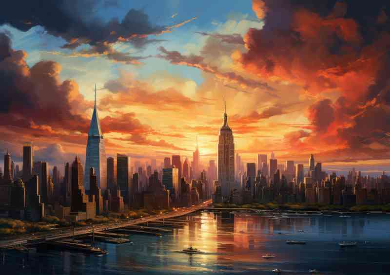 NYC skyline dusky evening | Metal Poster