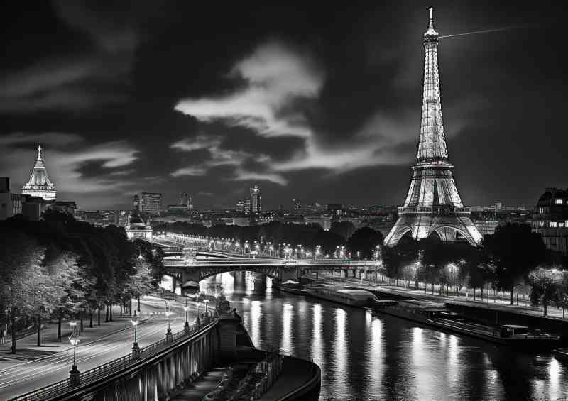 Paris at night eiffel tower in lights | Di-Bond