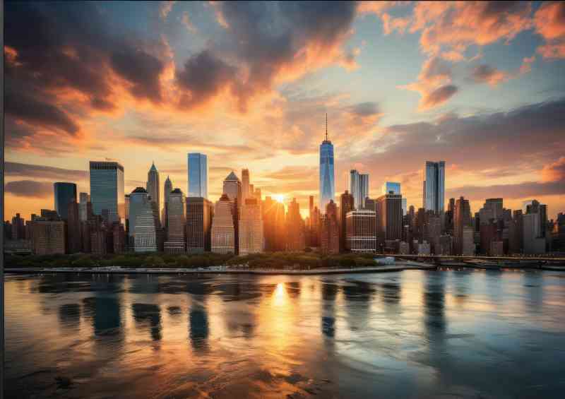 Sun setting over the river in NYC | Di-Bond