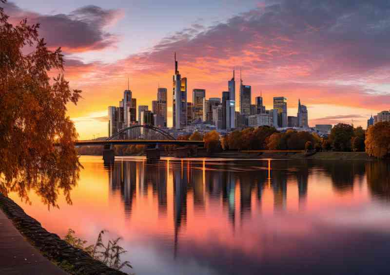 Sunrise in germany from river frankfurt | Di-Bond