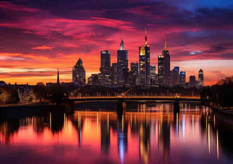 Sunrise over the river in frankfurt | Di-Bond