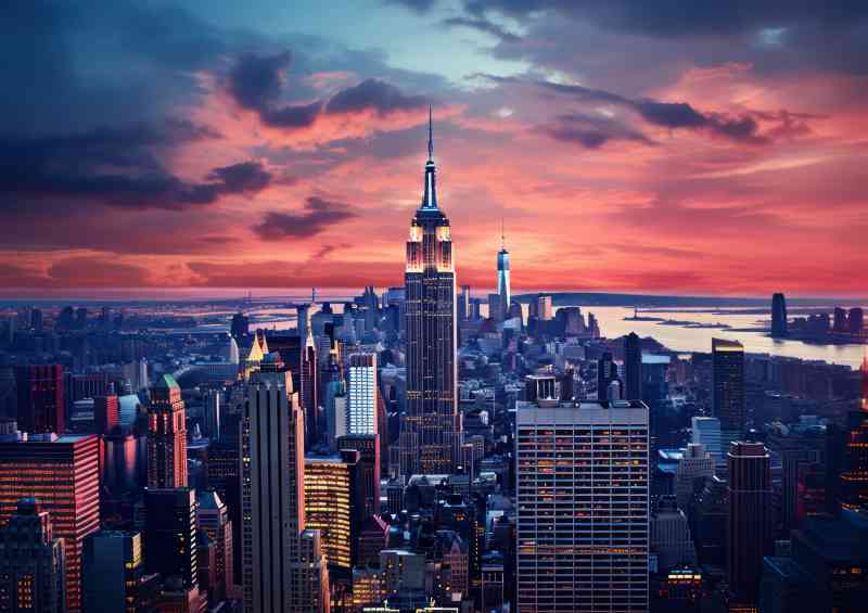 The empire state building in manhattan at sunrise | Poster