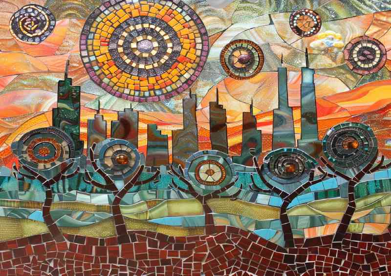 City skyline broken glass | Metal Poster