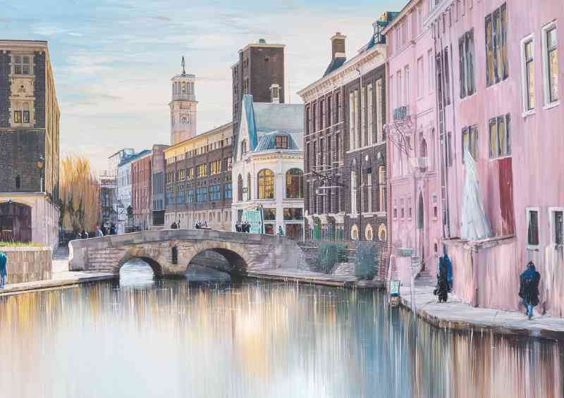 Picturesque urban scene painting in europe | Metal Poster