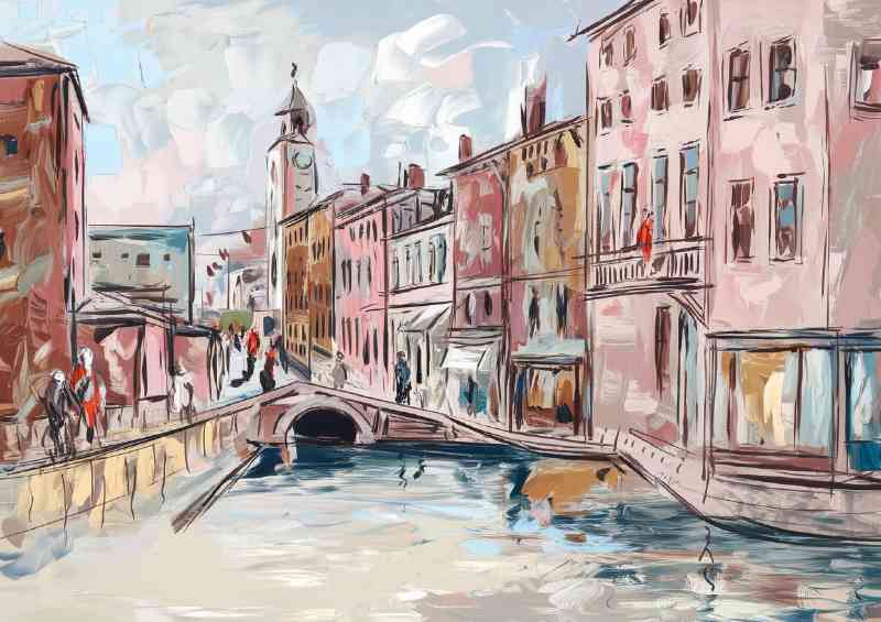 Picturesque urban scene possibly in europe | Metal Poster