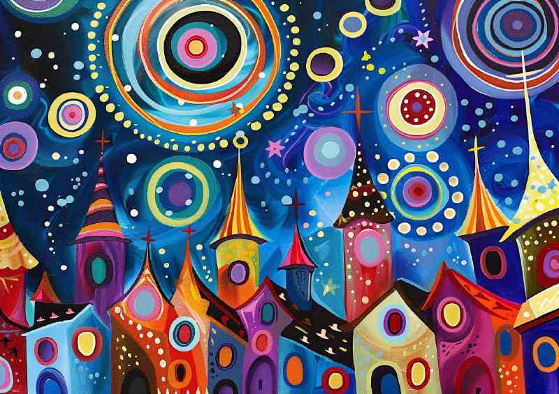 The circle painted village | Metal Poster