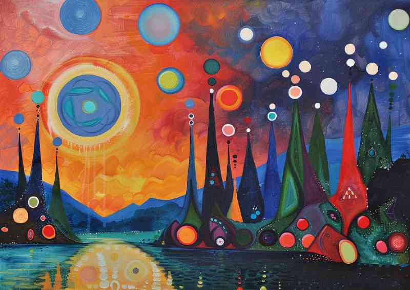 The painted village abstract | Metal Poster