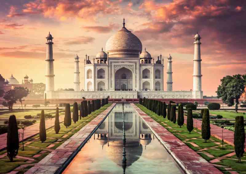 The taj mahal a white marble mausoleum | Metal Poster