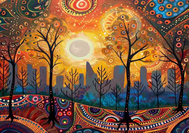 The urban town with sunset | Canvas