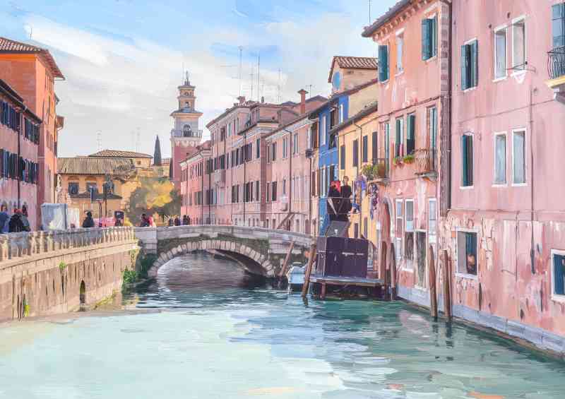 Urban waterways scene in europe | Metal Poster