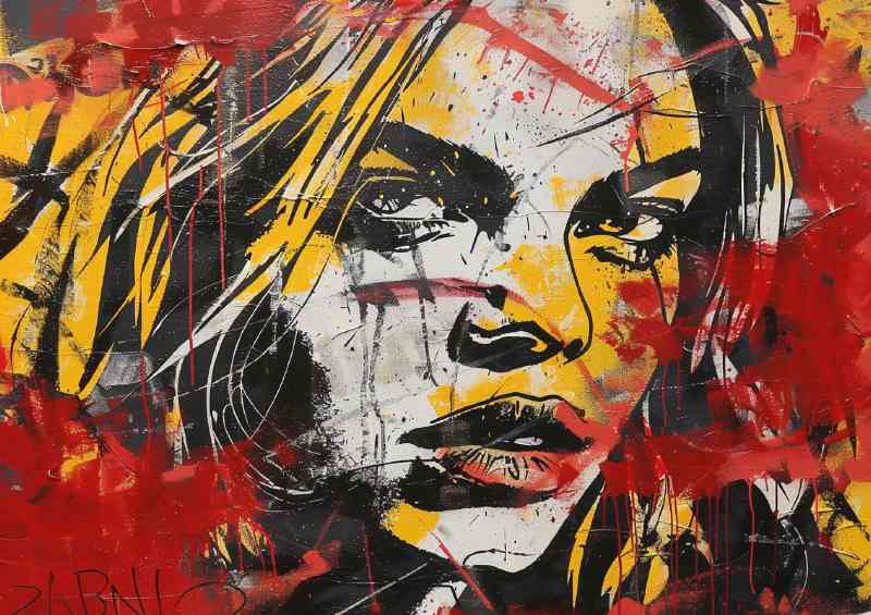 A graffiti of the face of Margot Robbie | Poster