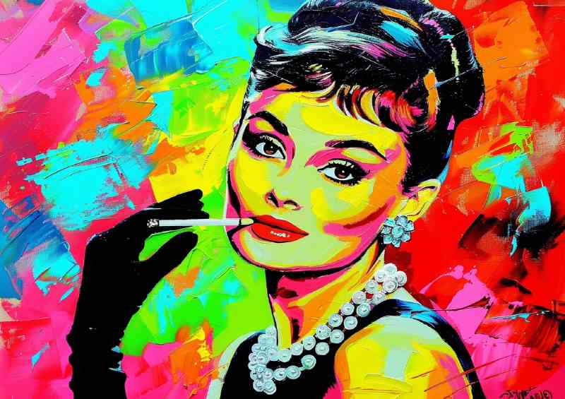 Audrey Hepburn splashed art mix | Canvas