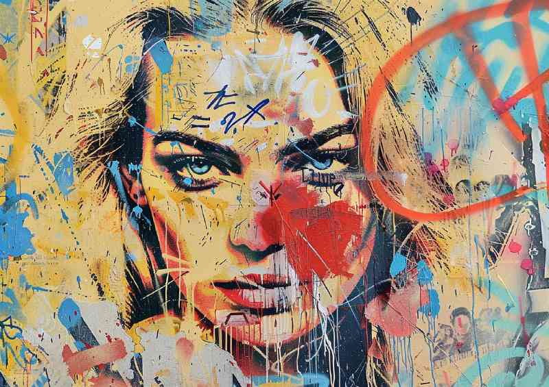 Graffiti of the face of margot robbie | Canvas