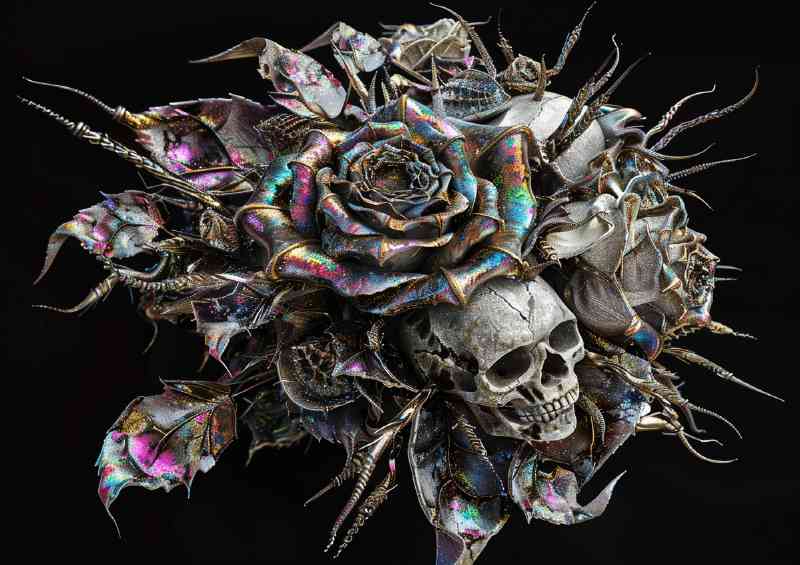 Detailed rose with skulls embedded | Di-Bond