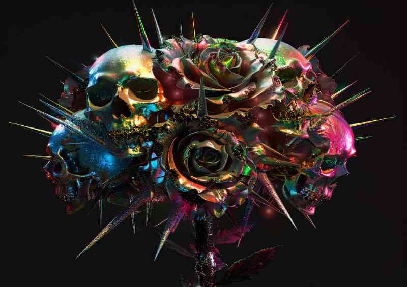 Spines and roses with skulls | Di-Bond