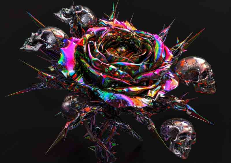 The detailed rose made from skulls | Di-Bond