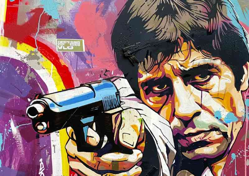 A painting style of tony montana Scarface | Metal Poster