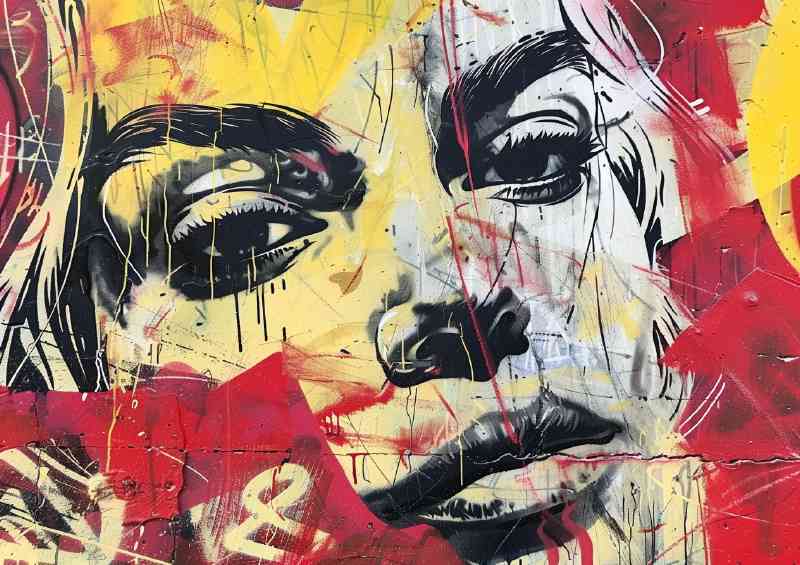 Graffiti of the face of Margot Robbie style | Metal Poster
