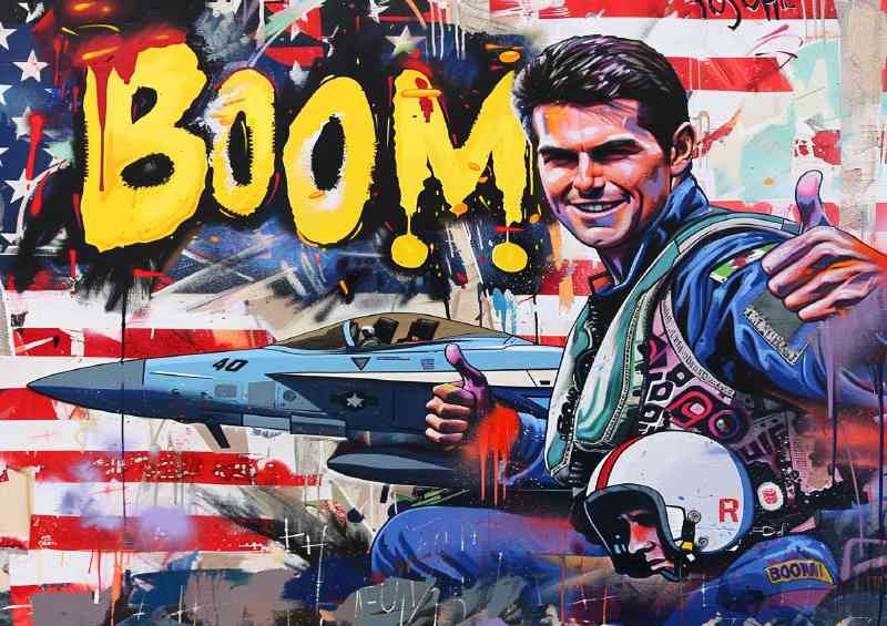 Painted style tom cruise from topgun | Metal Poster