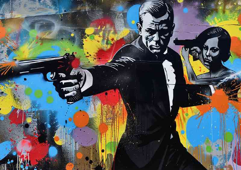 Street art james bond painted style | Metal Poster