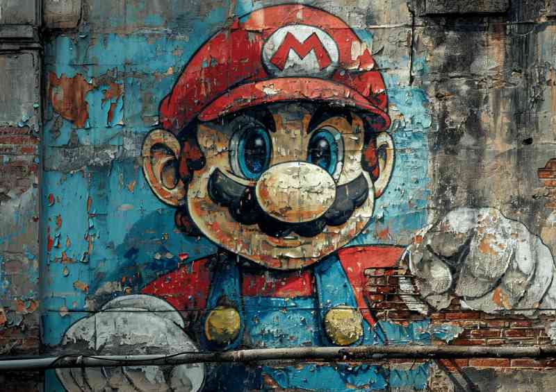 Street art mario graffiti wall | Poster
