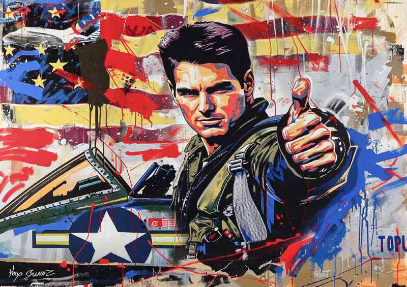 Vibrant graffiti style tom cruise in airforse suit | Canvas