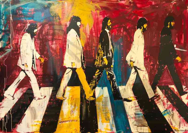The Beatles walking on the crosswalk abstract | Canvas