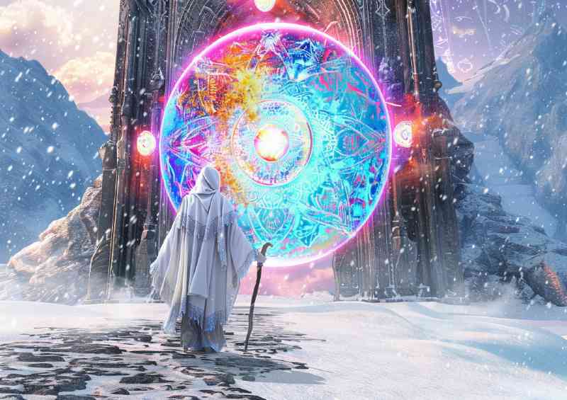 Fantasy elven wizzard in time hole | Di-Bond