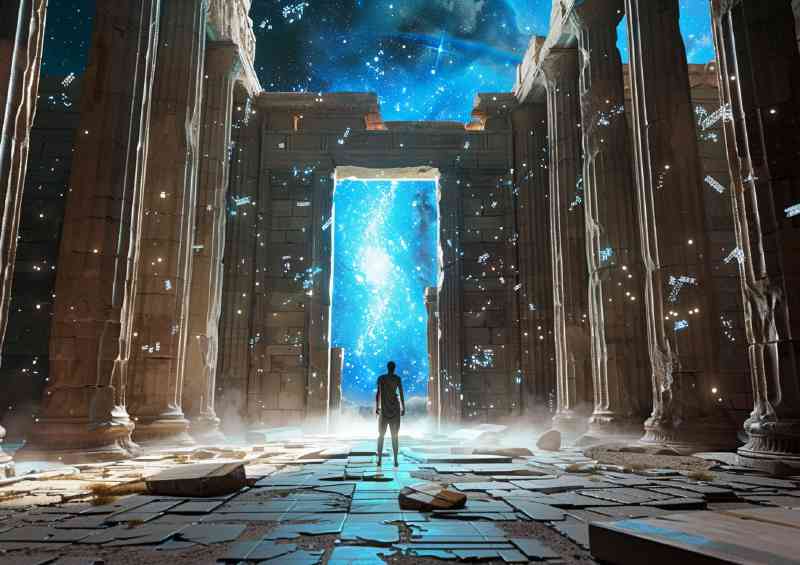 Man stands in the center of an ancient Greek temple | Metal Poster