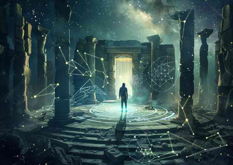 Man stands in the center of an ancient temple | Canvas