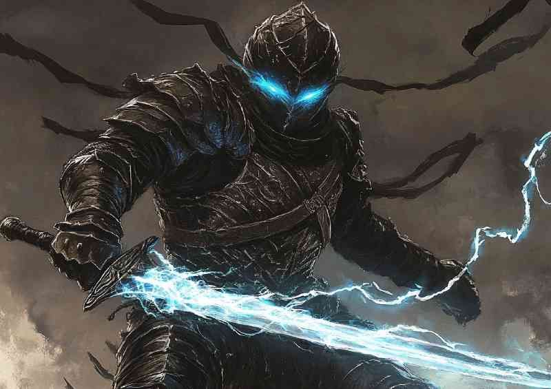 Amoured knight with blue sword | Di-Bond