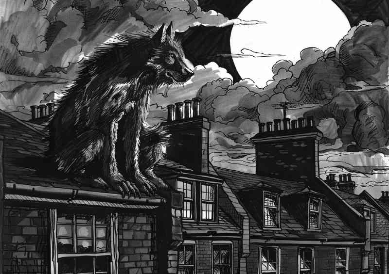 Black and white anthropomorphic werewolf | Di-Bond