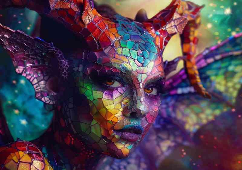 Fairy woman with horns and dragon wings | Canvas