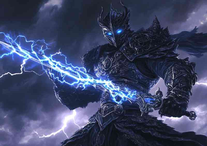 Fantasy warrior electric blue sword | Di-Bond