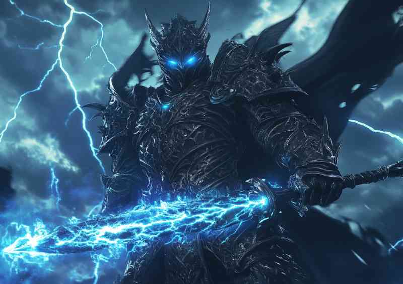 Fantasy warrior with electric blue sword | Di-Bond