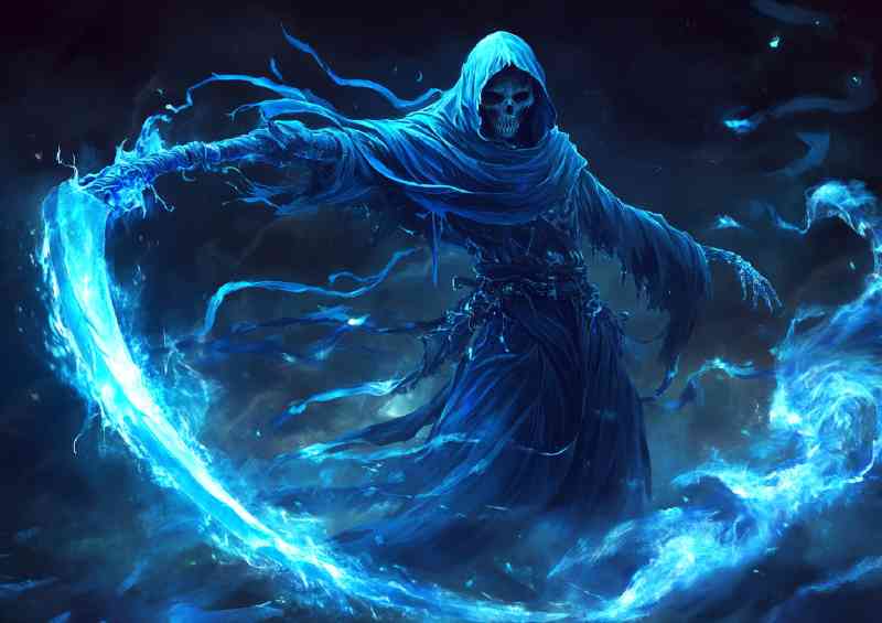 Glowing grim reaper with electric scythe | Di-Bond