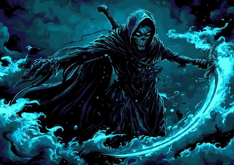 Grim reaper with scythe and sword | Di-Bond