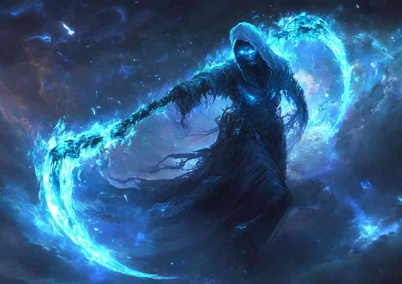 Grim reaper with scythe dark background | Poster