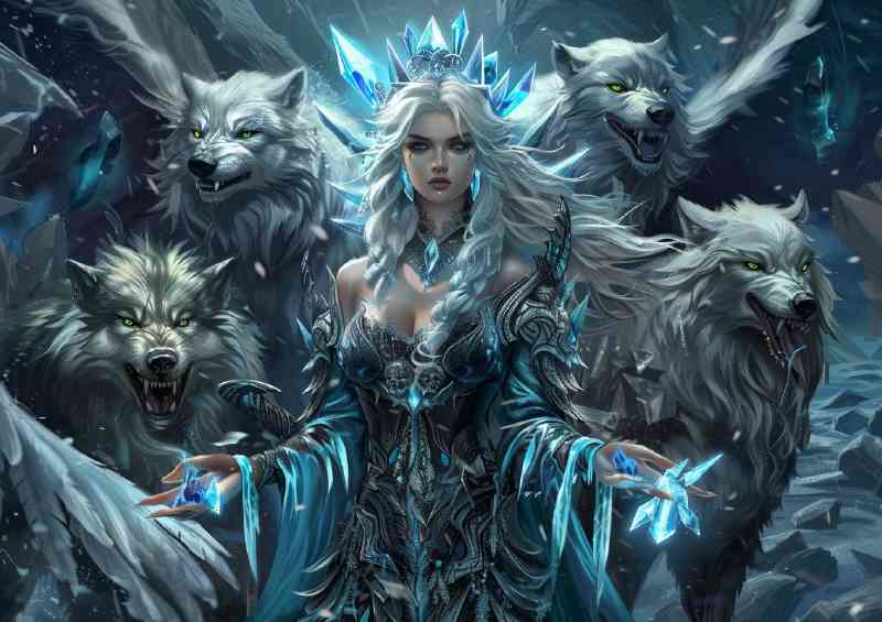 Ice queen with wolf pack | Canvas