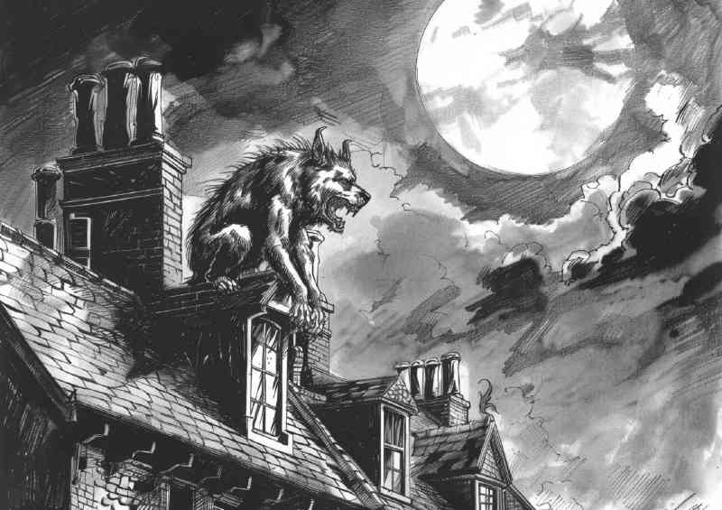 Ink black and white werewolf | Metal Poster