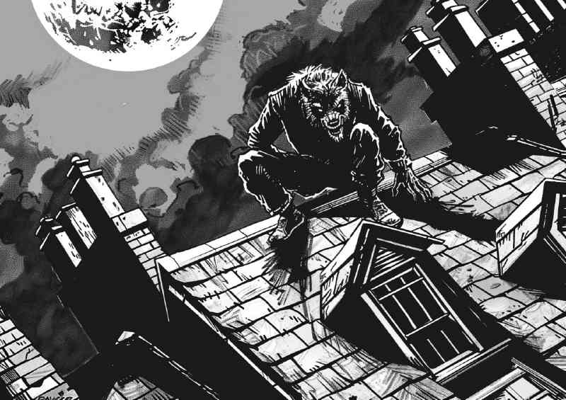 Inkstyle werewolf on the roof | Canvas