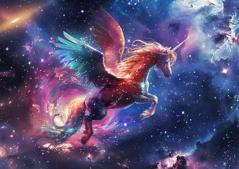 Iridescent water horse with wings | Canvas