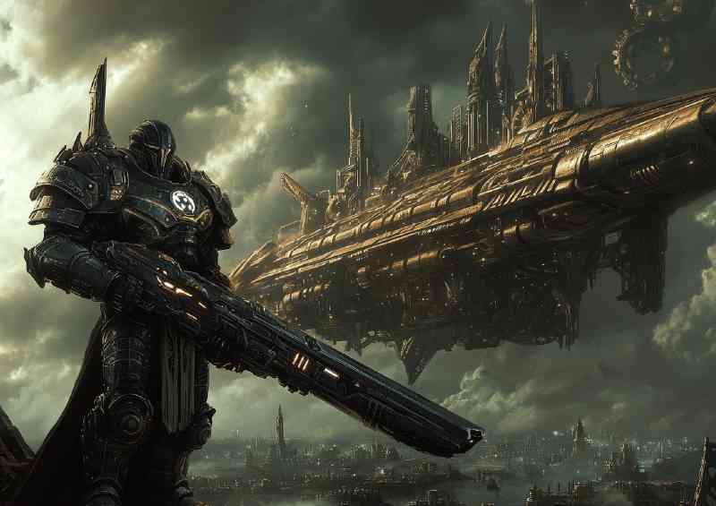 Knight futuristic with air ship | Di-Bond